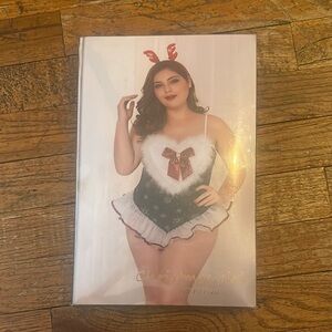 Christmas Girl Green and White Lingerie Set